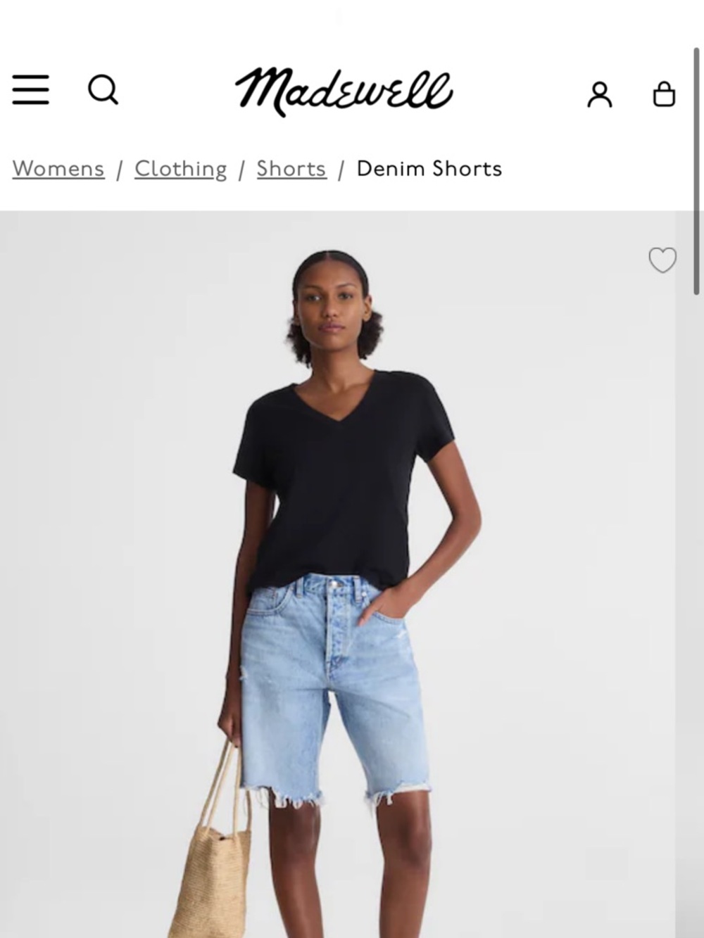 Madewell Essex Light Blue Distressed Denim Shorts